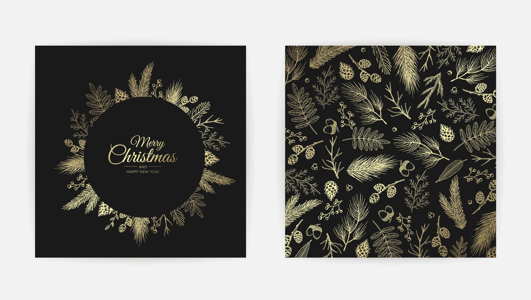 Vector Christmas Cards Set. Holiday Party Card Templates Design