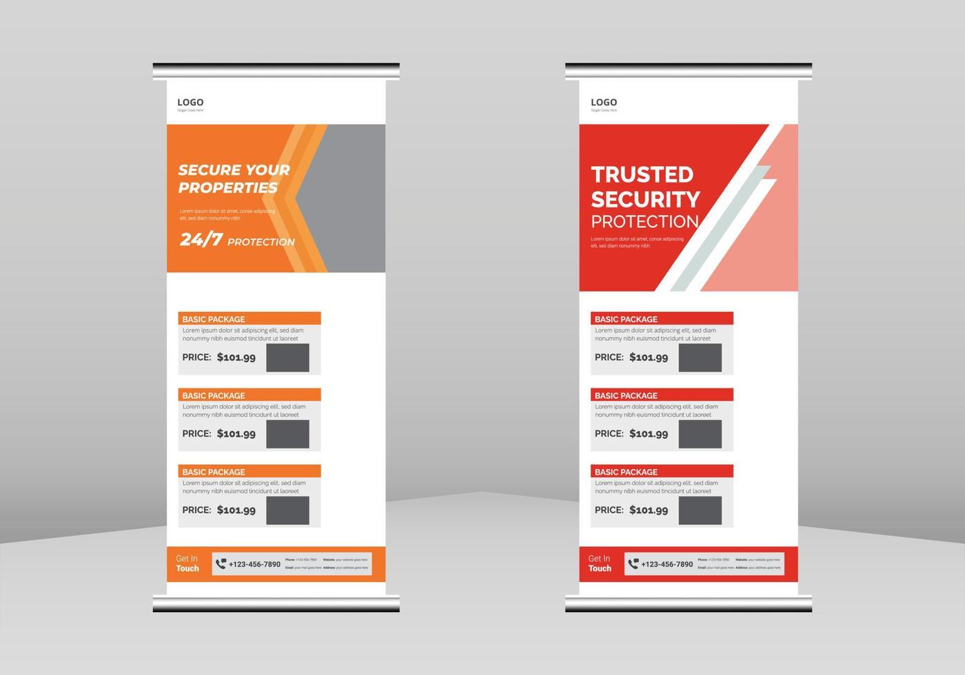 security camera Roll up Banner Design, Real-time security camera Roll up leaflet template. Security protection camera installation service flyer poster DL Flyer, Trend Business Roll Up Banner Design vector