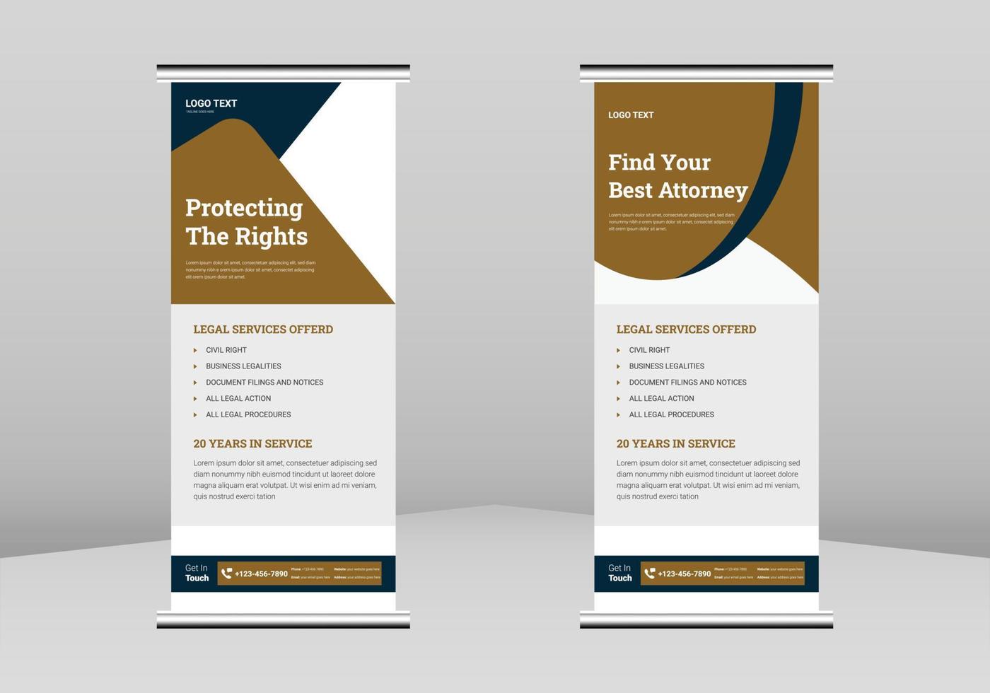 Law firm Roll up Banner Design, Lawyer service Roll up leaflet template. Law firm poster template. Lawyer service poster DL Flyer, Trend Business Roll Up Banner Design vector