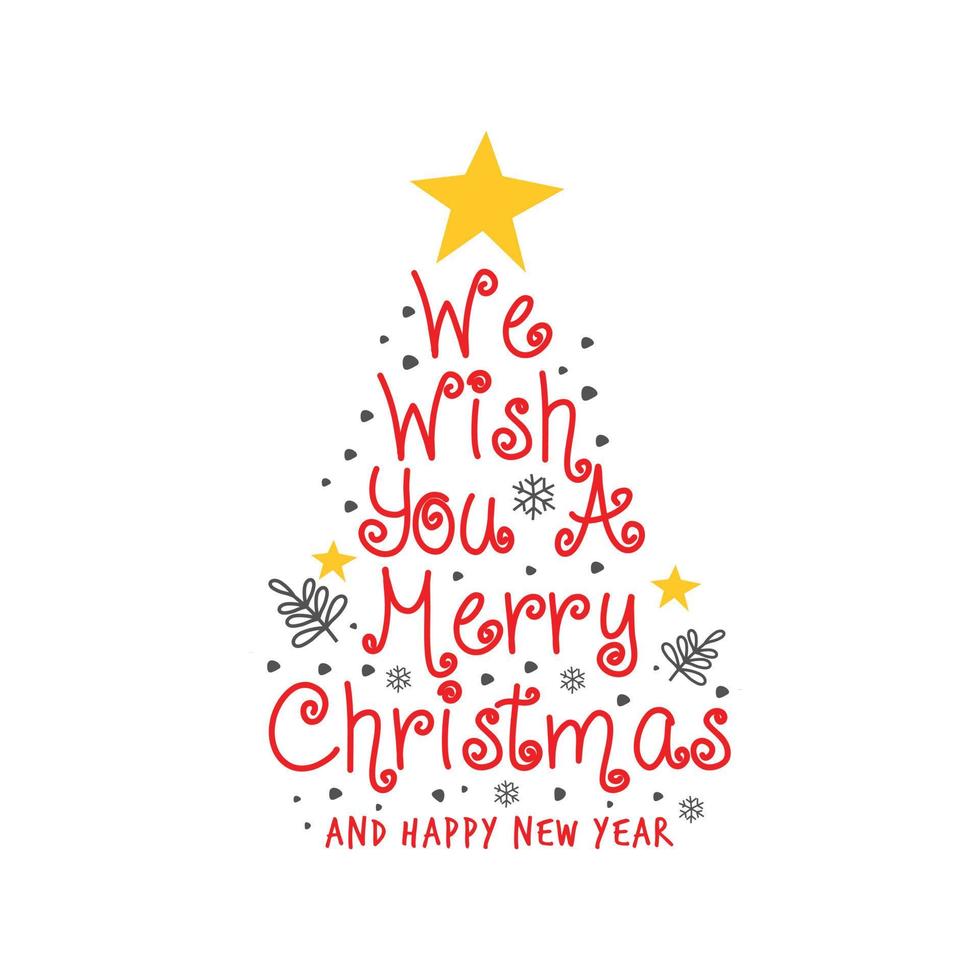 We Wish You A Merry Christmas Pine Text Red vector