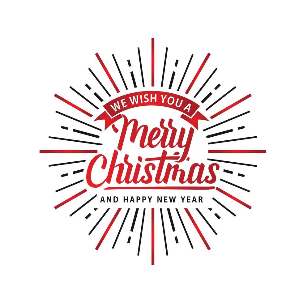 Merry Christmas Shine Xmas Logo White Red vector