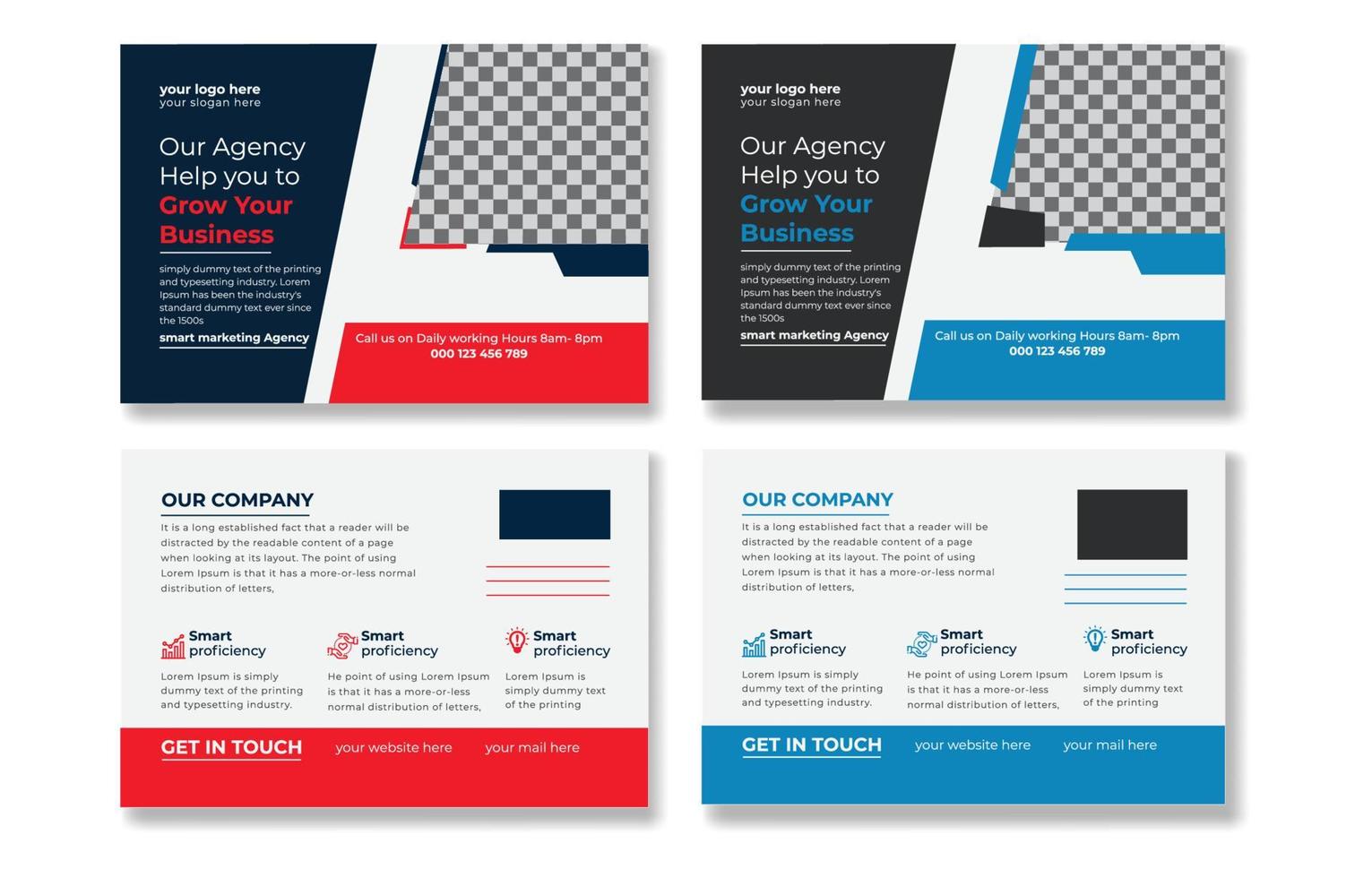Corporate business postcard design template. vector