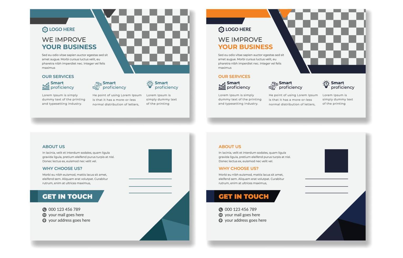 Corporate business modern and clean postcard design. vector