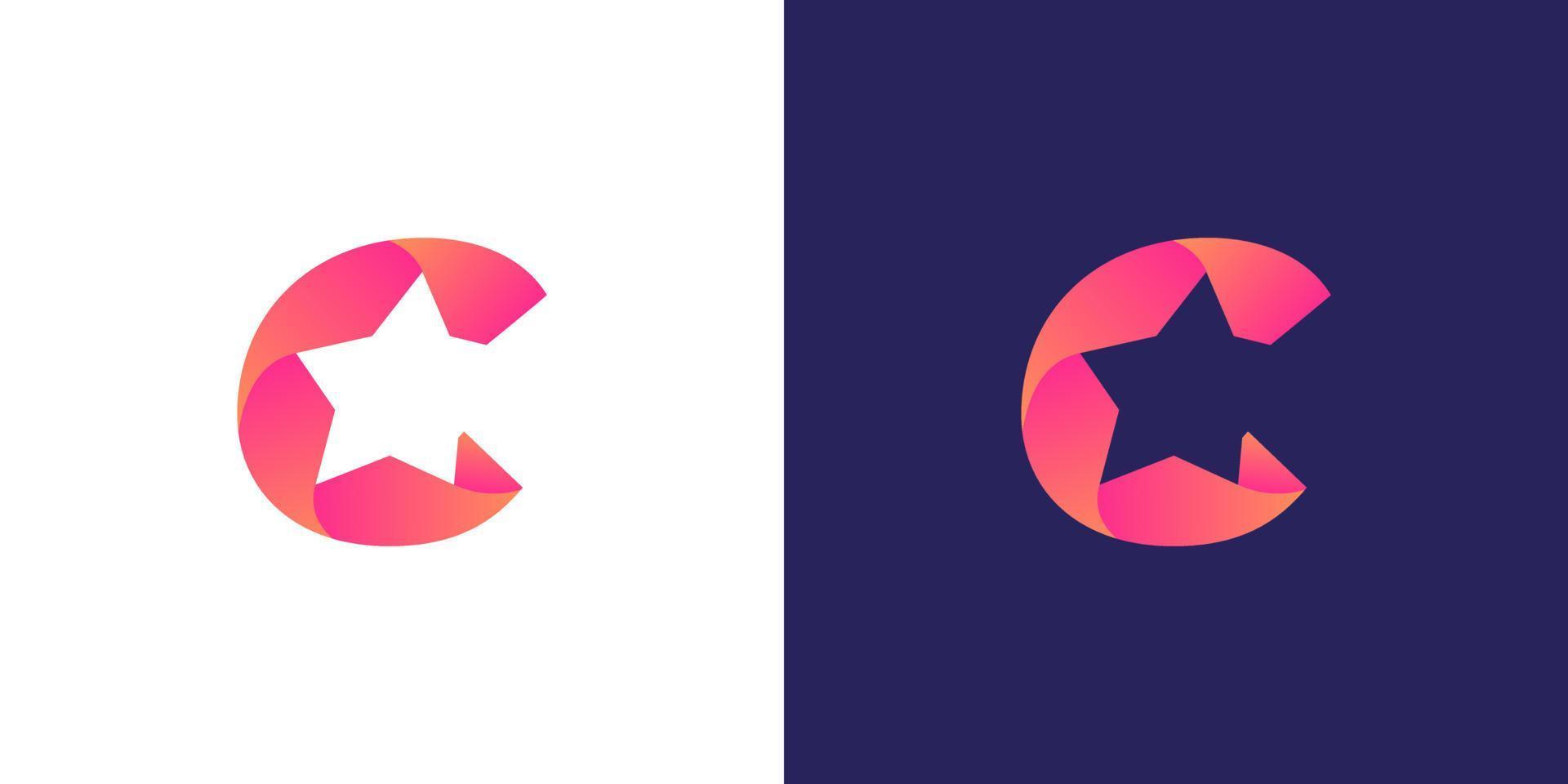 C star logo design . letter C with star concept logo design . vector illustration