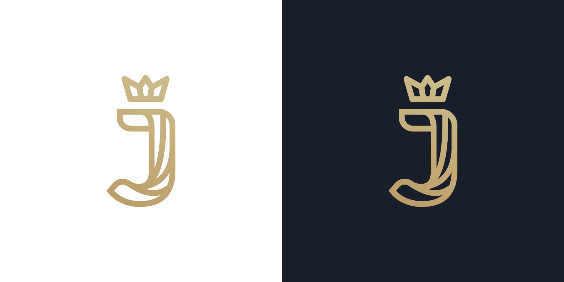 j logo. logotipo de la letra j con estilo de logotipo de una sola línea o monolínea. Ideas de la letra j y la corona. ilustración vectorial vector