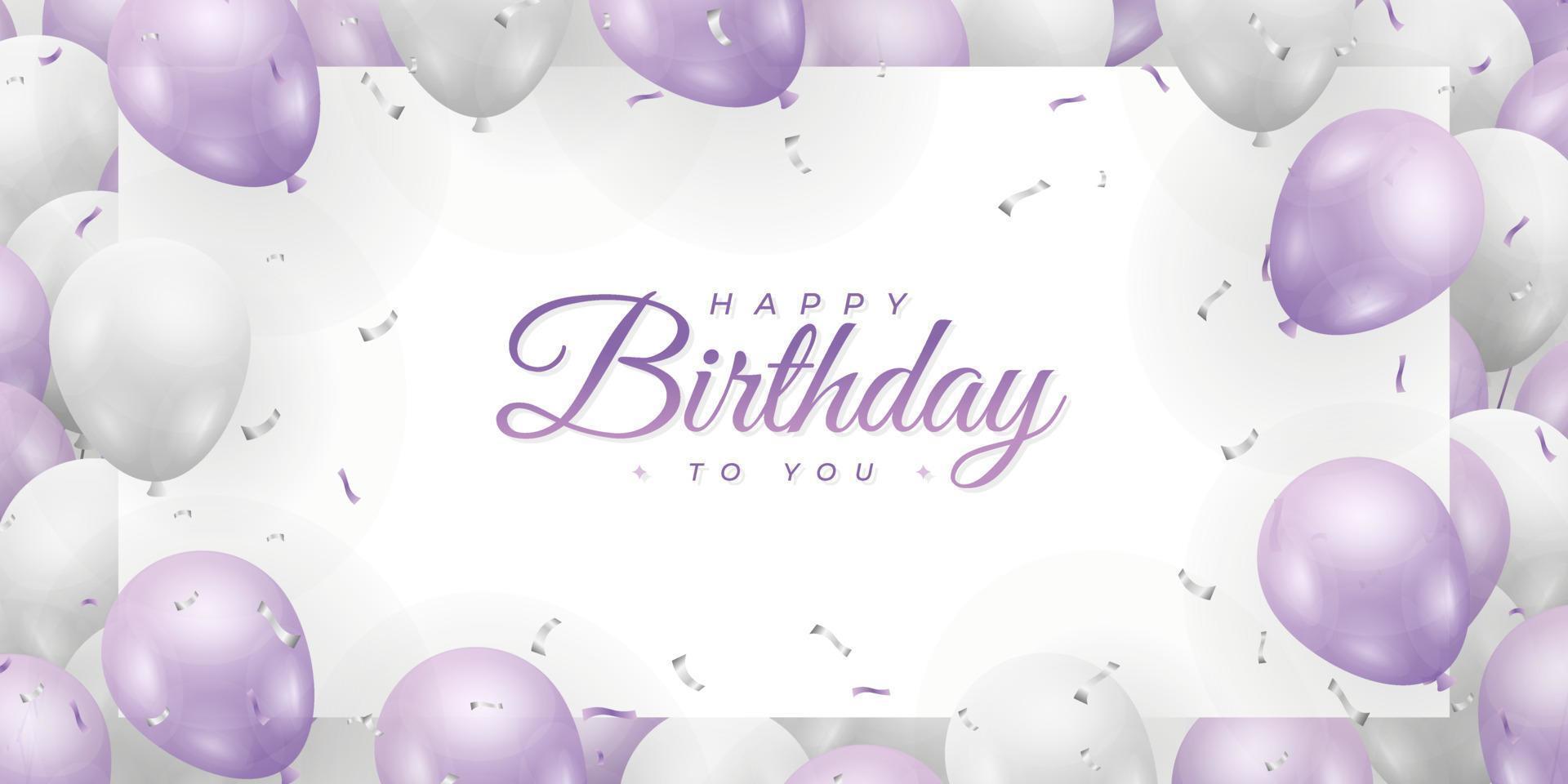 tarjeta de felicitación de cumpleaños. pancarta de feliz cumpleaños.  confeti de colores y fondo morado. 7955565 Vector en Vecteezy