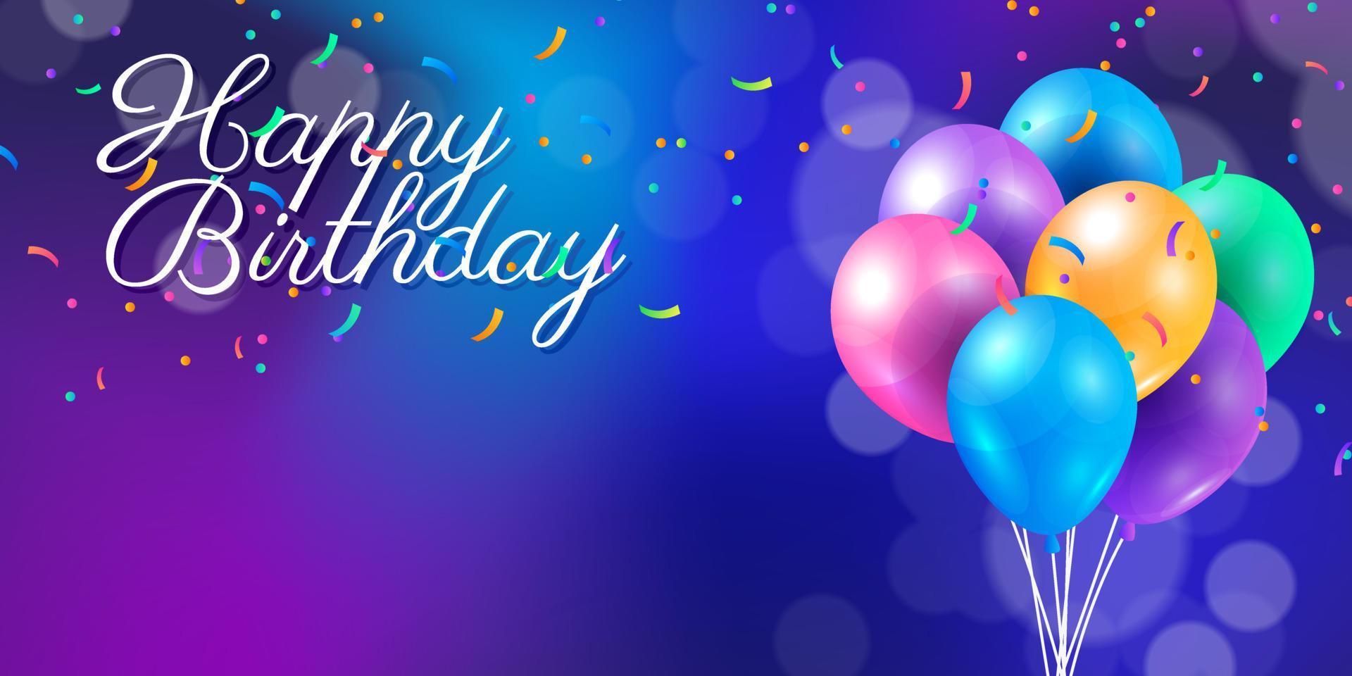 diseño de vacaciones de feliz cumpleaños para tarjetas de felicitación. globos y confeti. plantilla para celebración de cumpleaños. ilustración vectorial vector