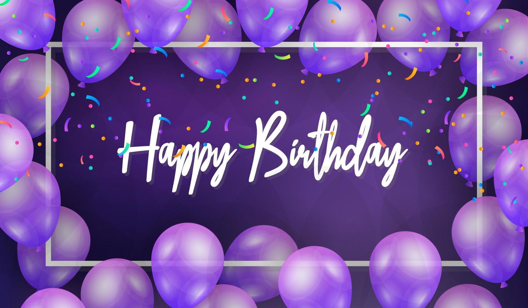 feliz cumpleaños . Fondo de banner o tarjeta de felicitación para celebración de cumpleaños. concepto de color púrpura y blanco. ilustración vectorial vector