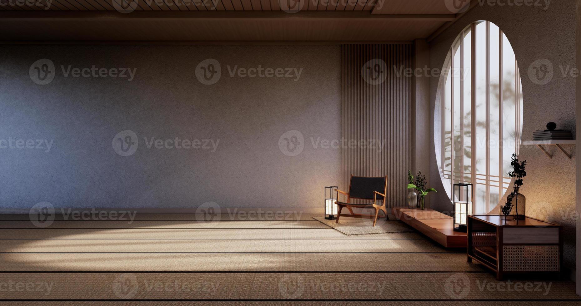 Cabinet wooden design, room interior,modern japanese style.3D rendering photo