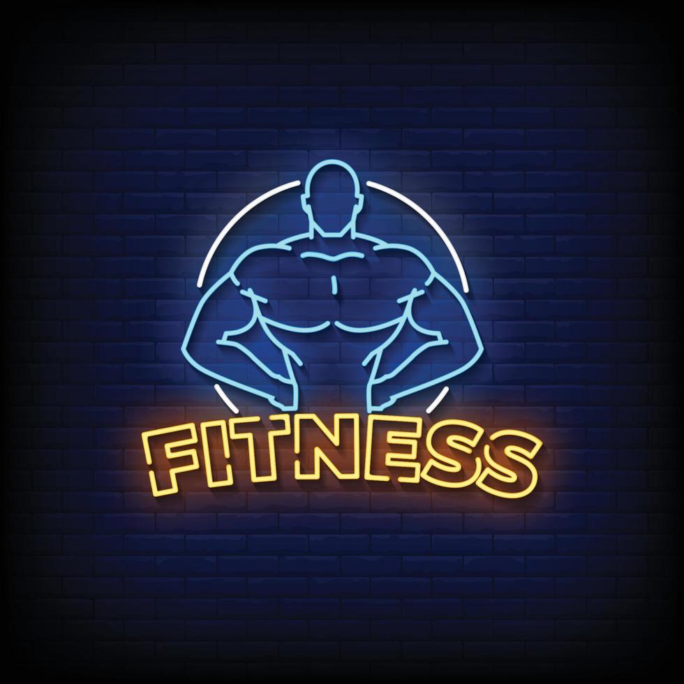 vector de texto de estilo de letreros de neón de fitness