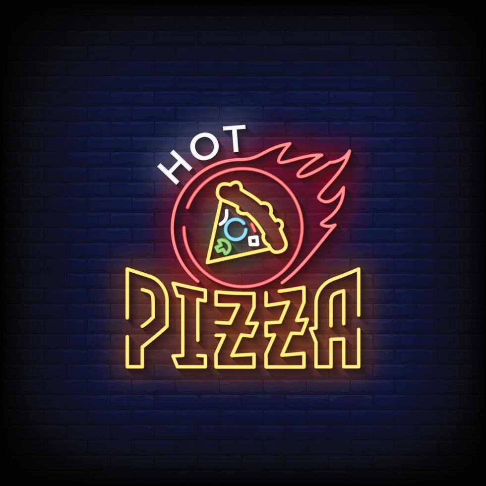 Hot Pizza Neon Signs Style Text Vector