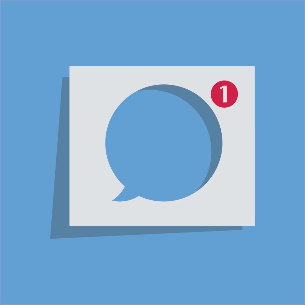 símbolo de chat transparente, fondo azul y notificación vector