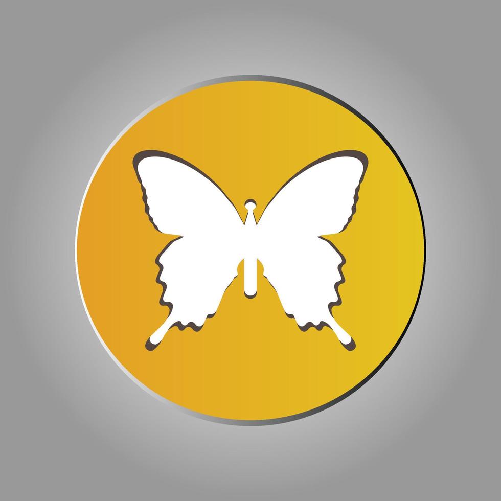 Butterfly on yellow gradation plate vector