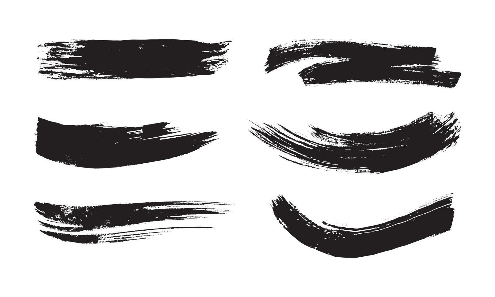 conjunto de trazos de tinta negra sobre papel blanco. elementos de diseño gráfico para el tercio inferior, efecto de texto, pverlay de fotos, etc. Pinceladas abstractas de estilo chino vector