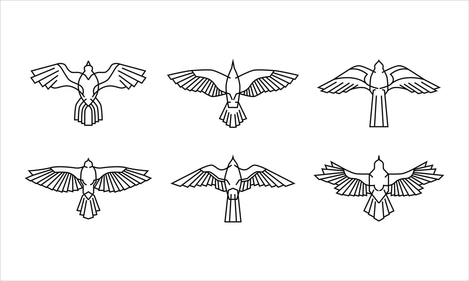 conjunto de logotipo de icono de halcón. Ilustración del antiguo Egipto de la colección de aves halcón. símbolo del poder y la vida eterna. estilo moderno y minimalista en dibujo vectorial monoline. vector