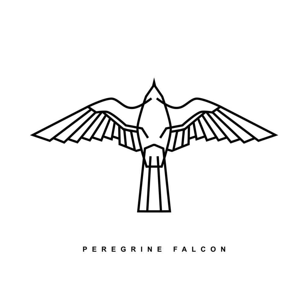 peregrine falcon icon logo. ancient Egypt illustration of hawk bird collection. symbol of the power and eternal life. modern and minimalist style in monoline vector drawing.