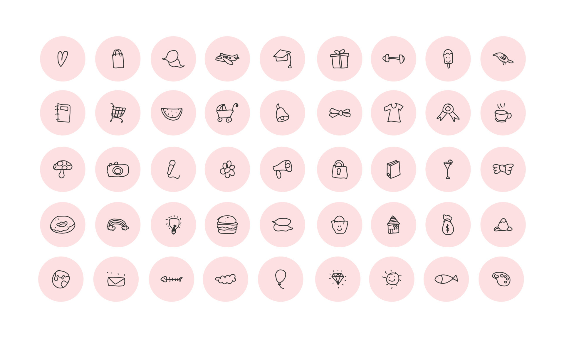 set of cute icon illustration collection for highlight cover ...