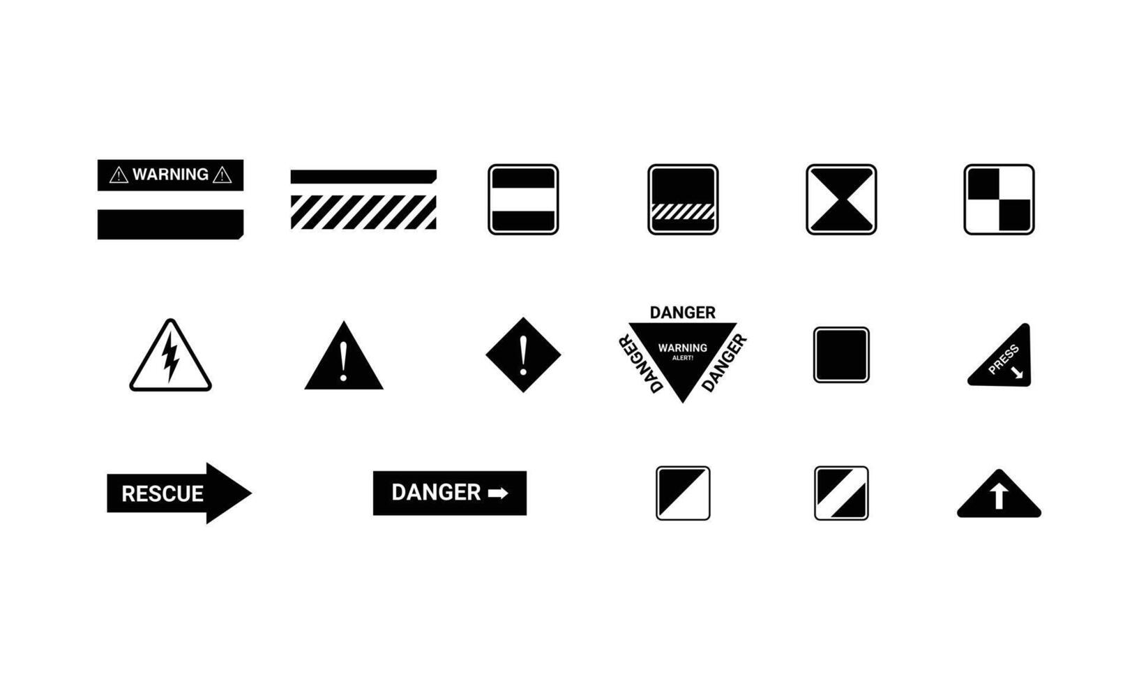 conjunto de colección de iconos de varias ediciones de pegatinas de nave espacial en estilo blanco y negro simple. elementos de formas geométricas aisladas sobre fondo blanco en el vector de diseño de logotipo.