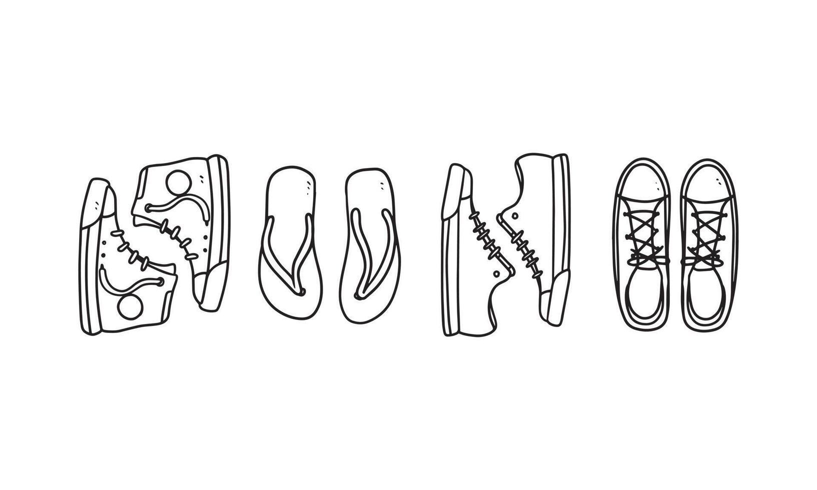 set of hand drawn footwear vector illustration