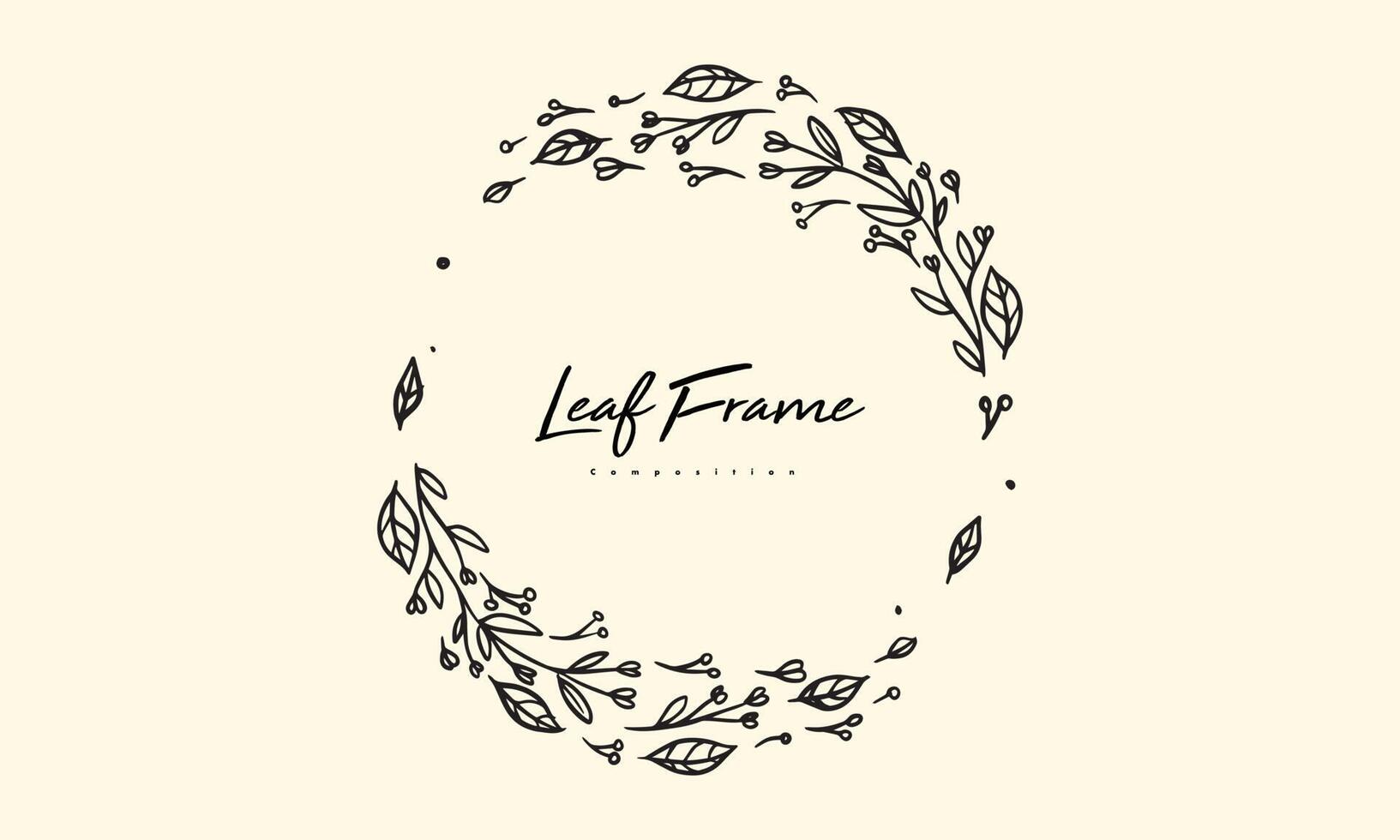 plant and flower composition for decoration frame, simple hand drawn leaves lineart illustration, floral vector elements for romantic and vintage design