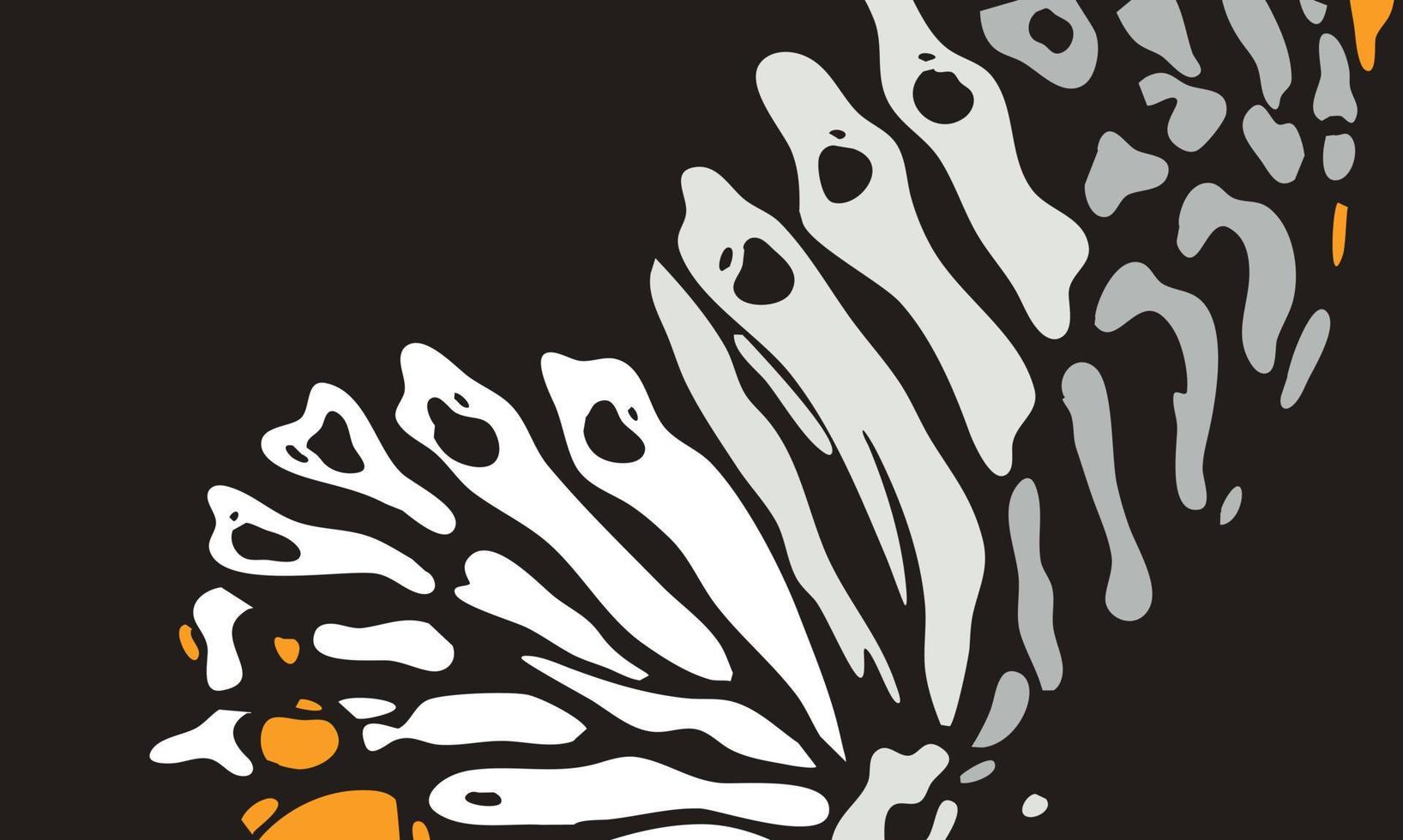vector de estilo de color de mariposa con fondo negro. alas de mariposa con color gris y naranja. plantillas de diseño para fondo, redes sociales, plantilla, póster, invitación, diseño de tarjeta y más