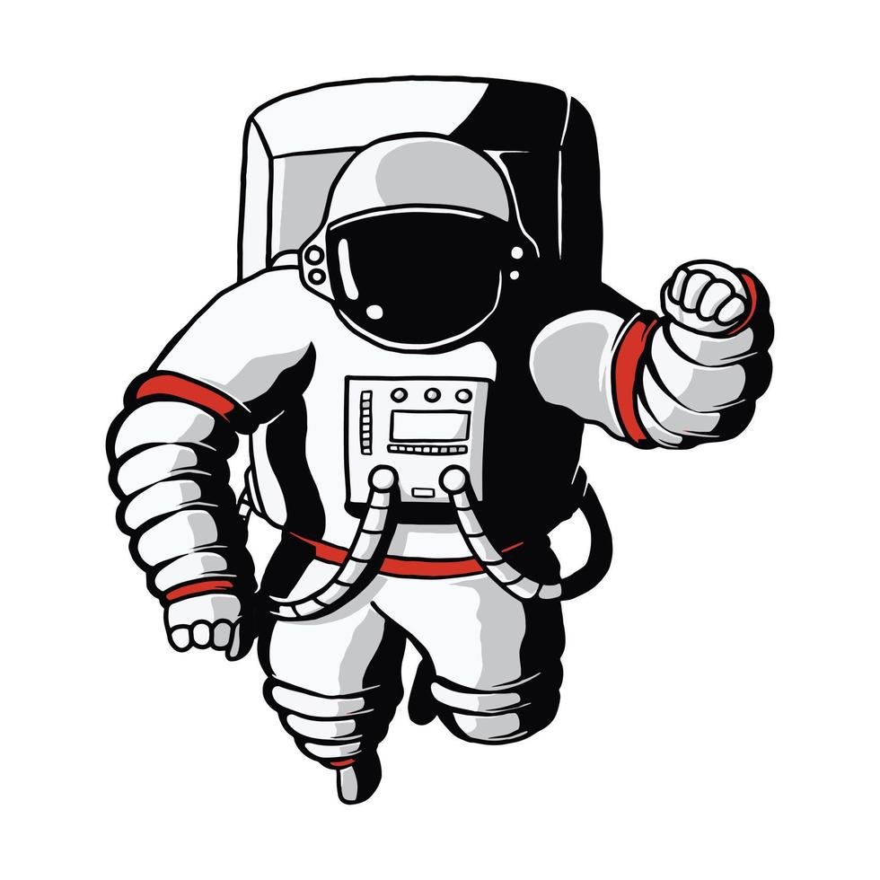 Ilustración realista de un astronauta flotante. dibujo vectorial creativo del cosmonauta. ilustrado en estilo de dibujos animados para temas futuristas y modernos. vector