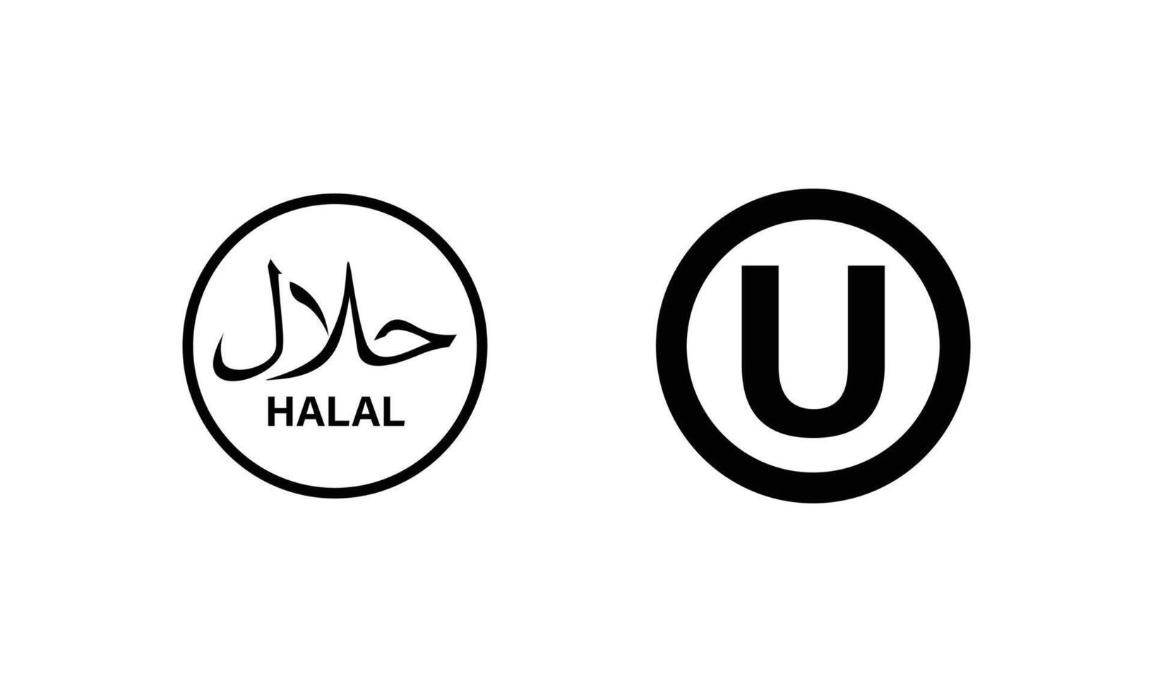 dietary laws for Islam halal and Jewish kosher logo edition in simple black and white style