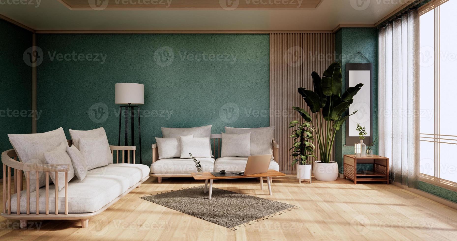 Mint Living Room Interior Design. 3D rendering photo