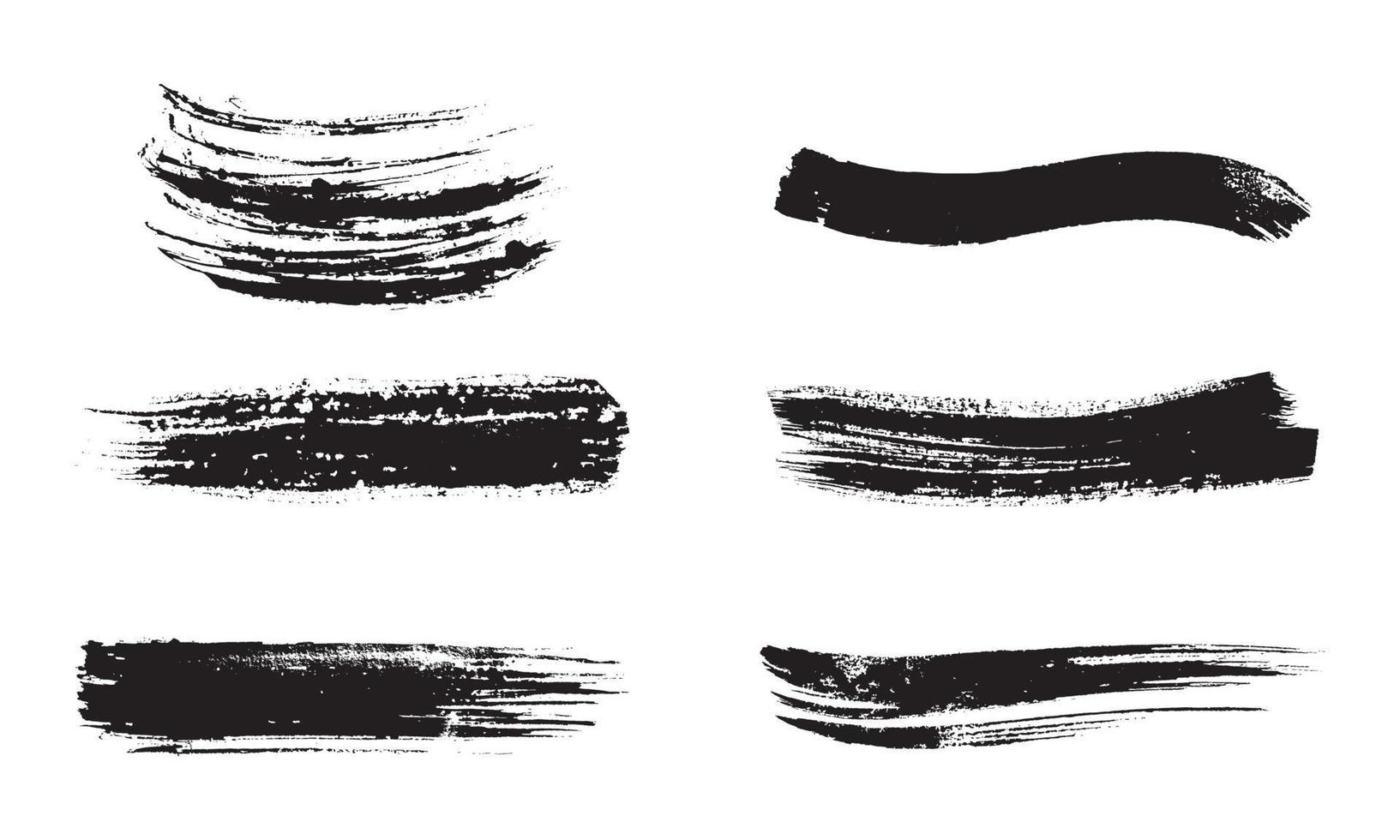 set of black ink strokes on white paper. Graphic design elements for lower third, text effect, photo pverlay, etc. Chinese style abstract brush strokes vector