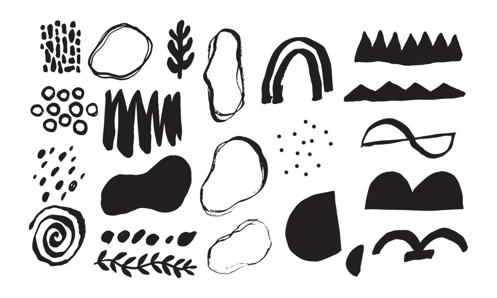 dibujado a mano de varios objetos de doodle de forma, trazo y océano. colección de ilustración vectorial de moda moderna contemporánea abstracta. vector
