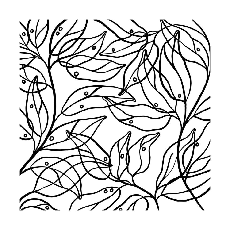 line art floral pattern. hand-drawn nature texture in white. foliage illustration to create creative texture design in vector. vector