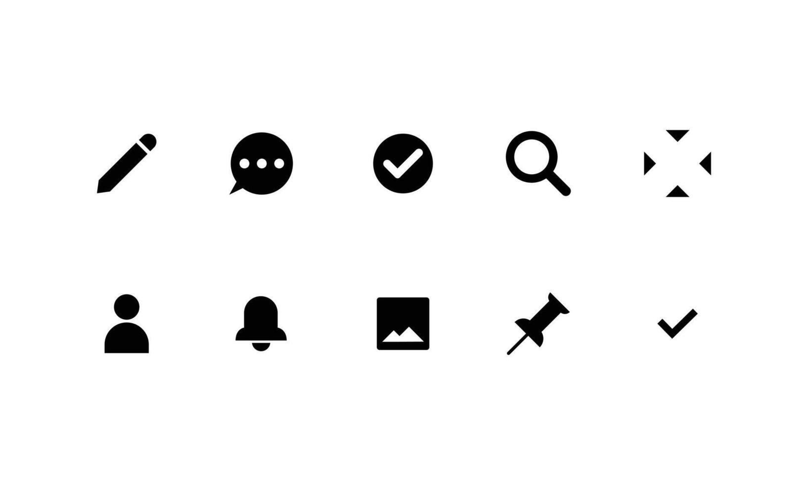 conjunto de colección de iconos de edición de redes sociales en estilo simple en blanco y negro. elementos de formas geométricas aisladas sobre fondo blanco en el vector de diseño de logotipo.