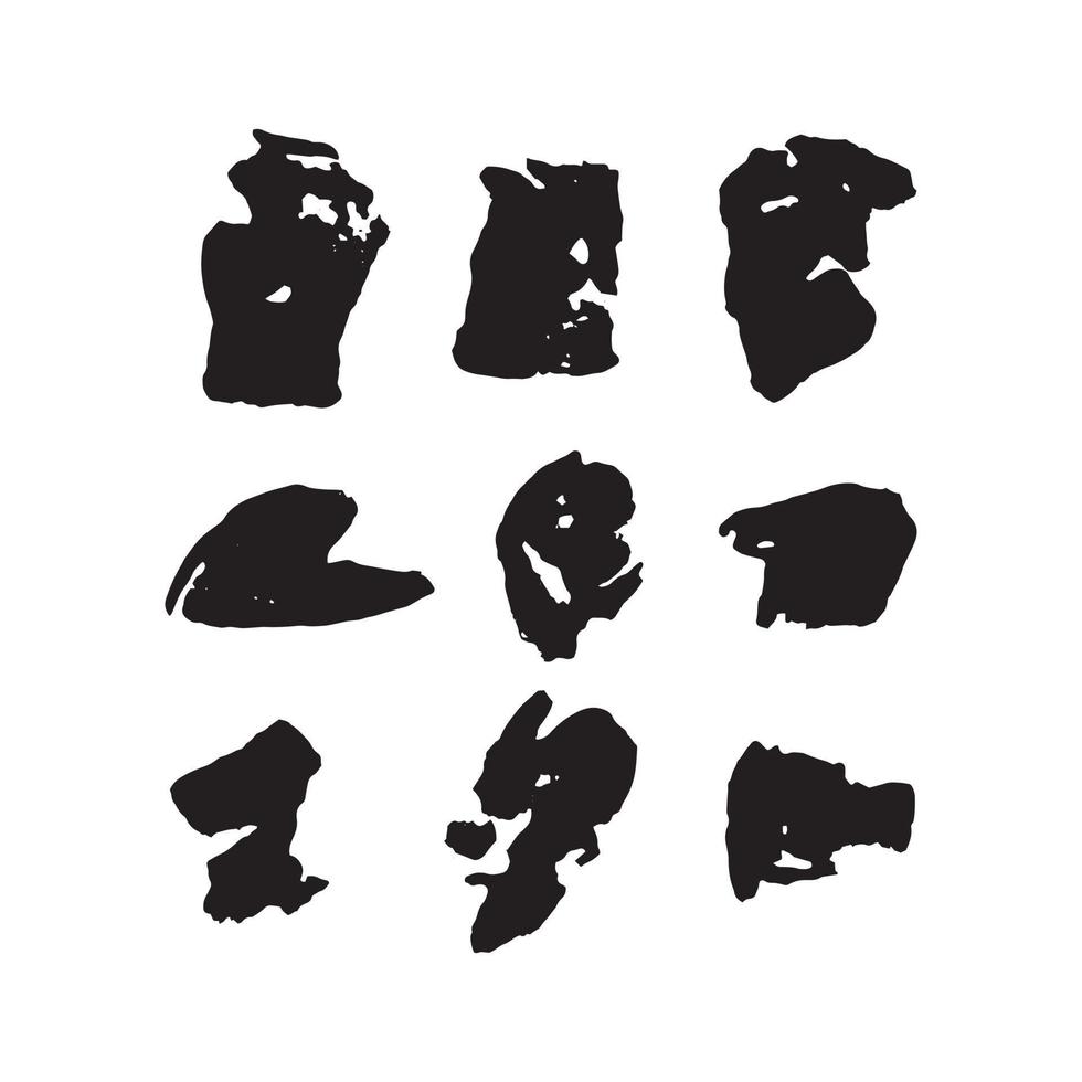 a collection of black ink strokes. scratch material for drawing vector lines.