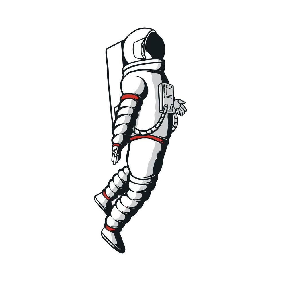 Ilustración realista de un astronauta flotante. dibujo vectorial creativo del cosmonauta. ilustrado en estilo de dibujos animados para temas futuristas y modernos. vector