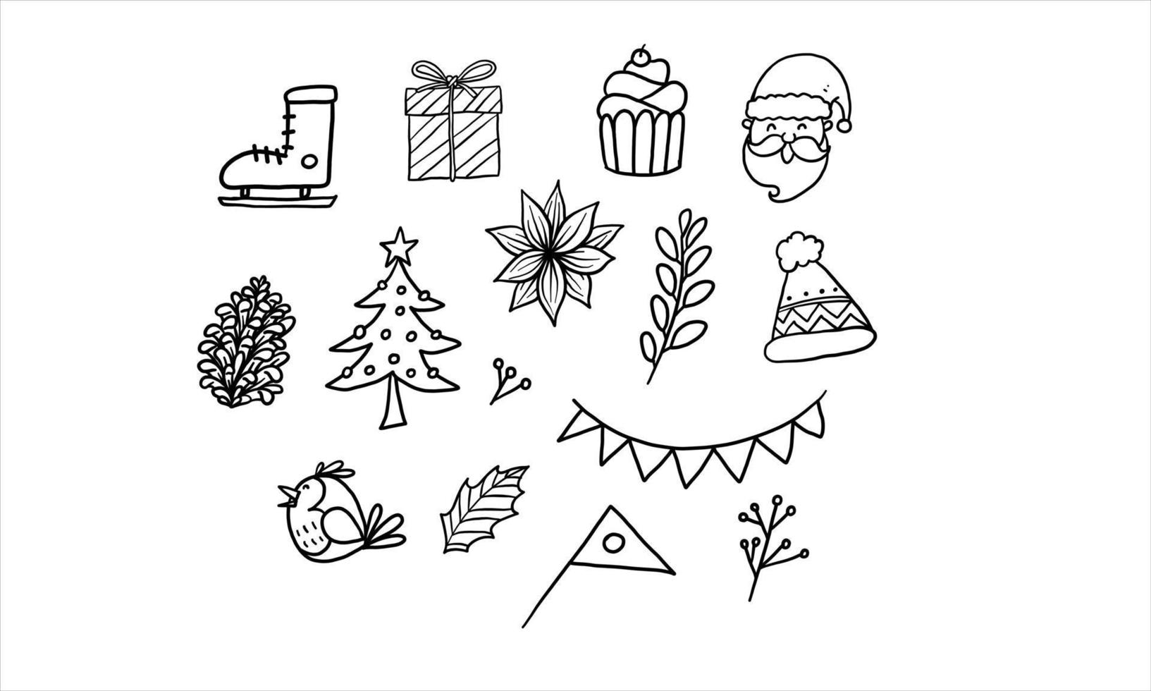 conjunto de adornos navideños y de año nuevo dibujados a mano ilustración. dibujos animados de ilustración simple para decorar el diseño. vector