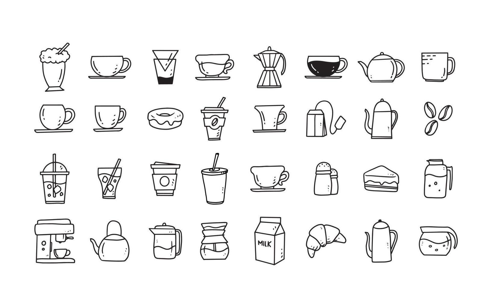 set of coffee shop hand drawn vector illustration