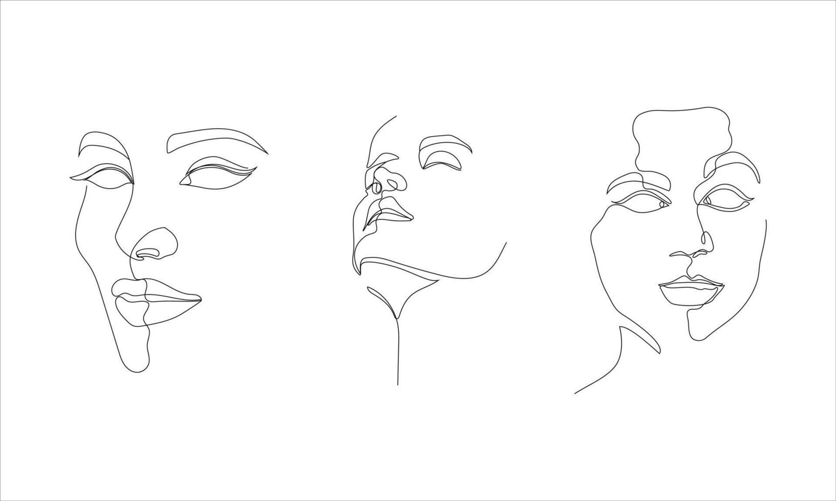 illustration of expressive and elegant woman's faces in one line art style. continuous drawing in vector best used for skincare and beauty product icon package, art prints, posters, etc.