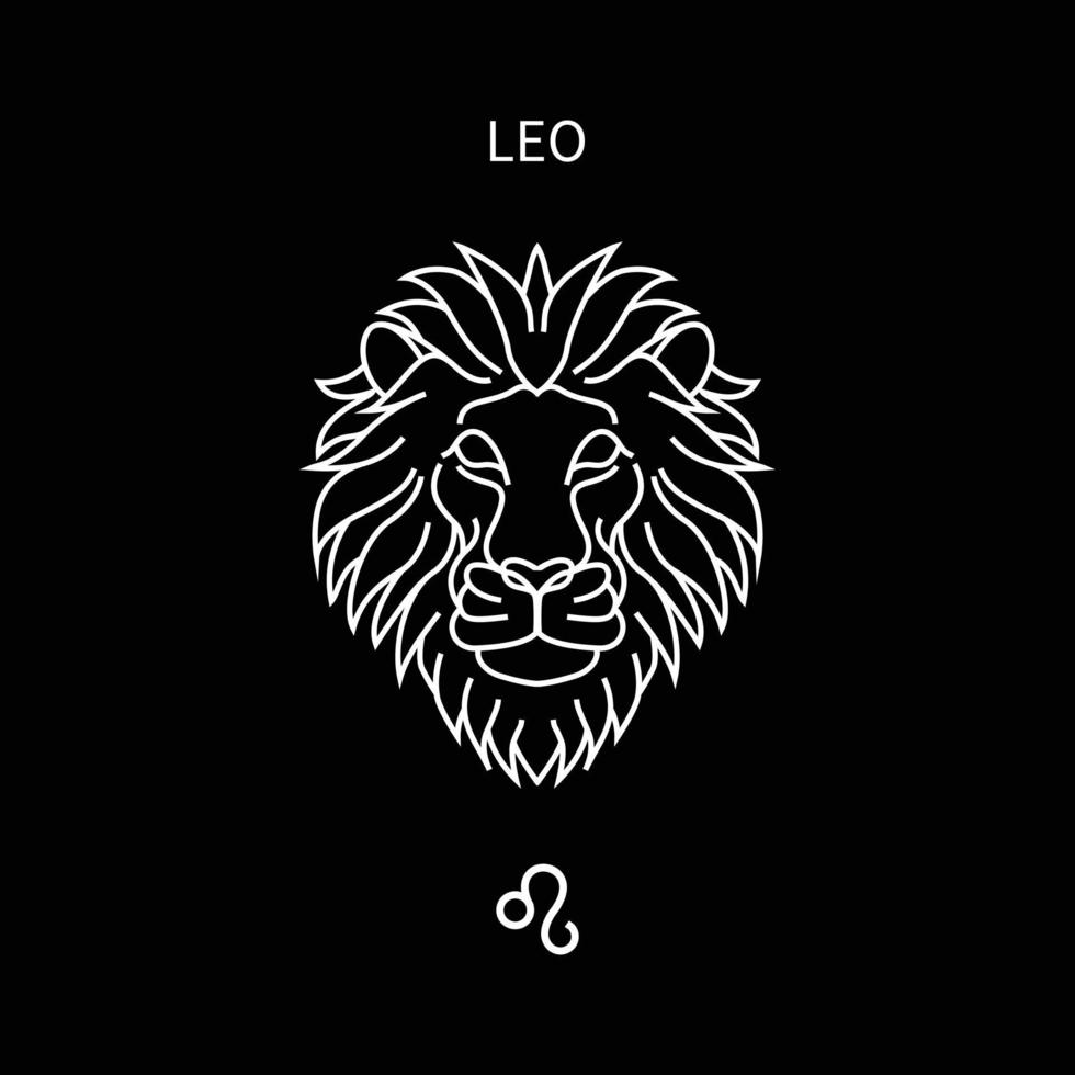 leo horoscope symbol in twelve zodiac constellation. a flat line zodiac icons isolated on black background. astrology and mythology collection in vector. vector