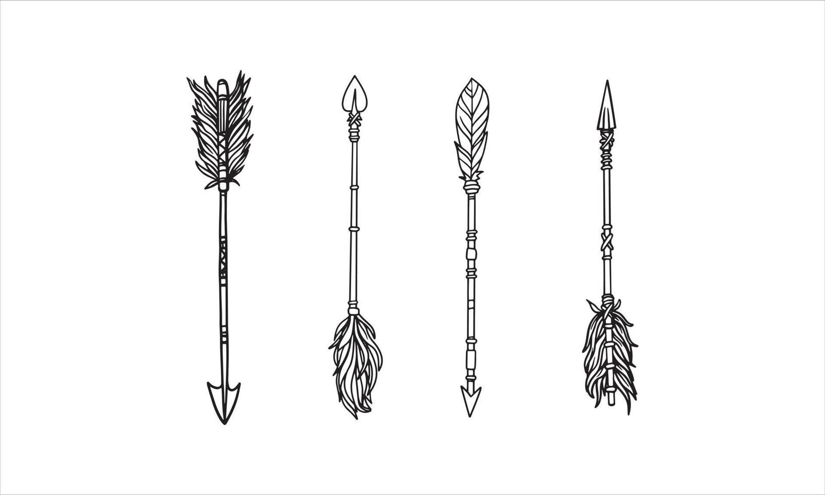 conjunto de flechas tradicionales dibujadas a mano. ilustración realista de flechas vectoriales vector