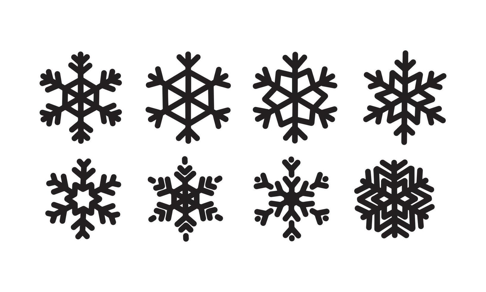 conjunto de vector de copos de nieve, invierno y chistmas icono, fondo aislado