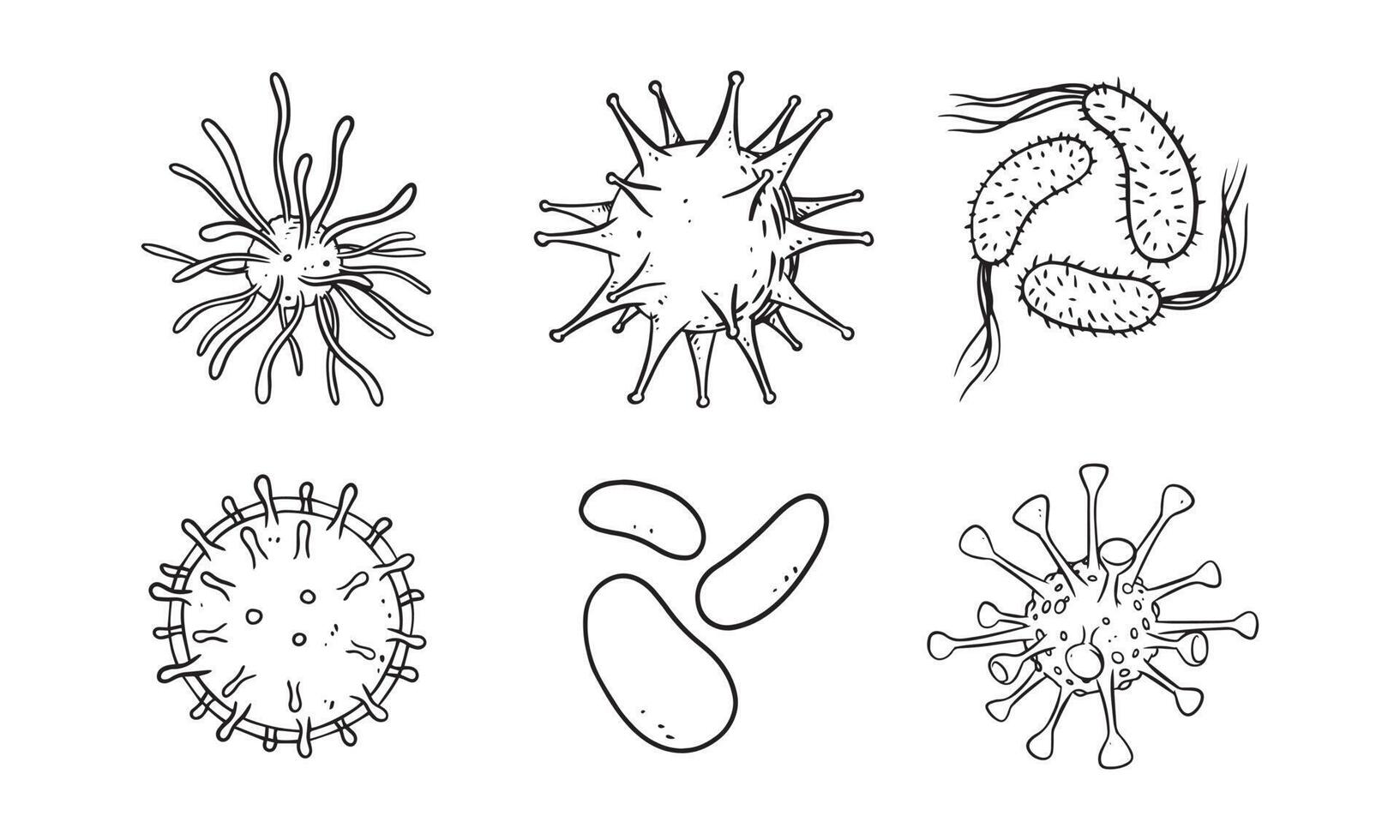 set of virus hand drawn vector illustration