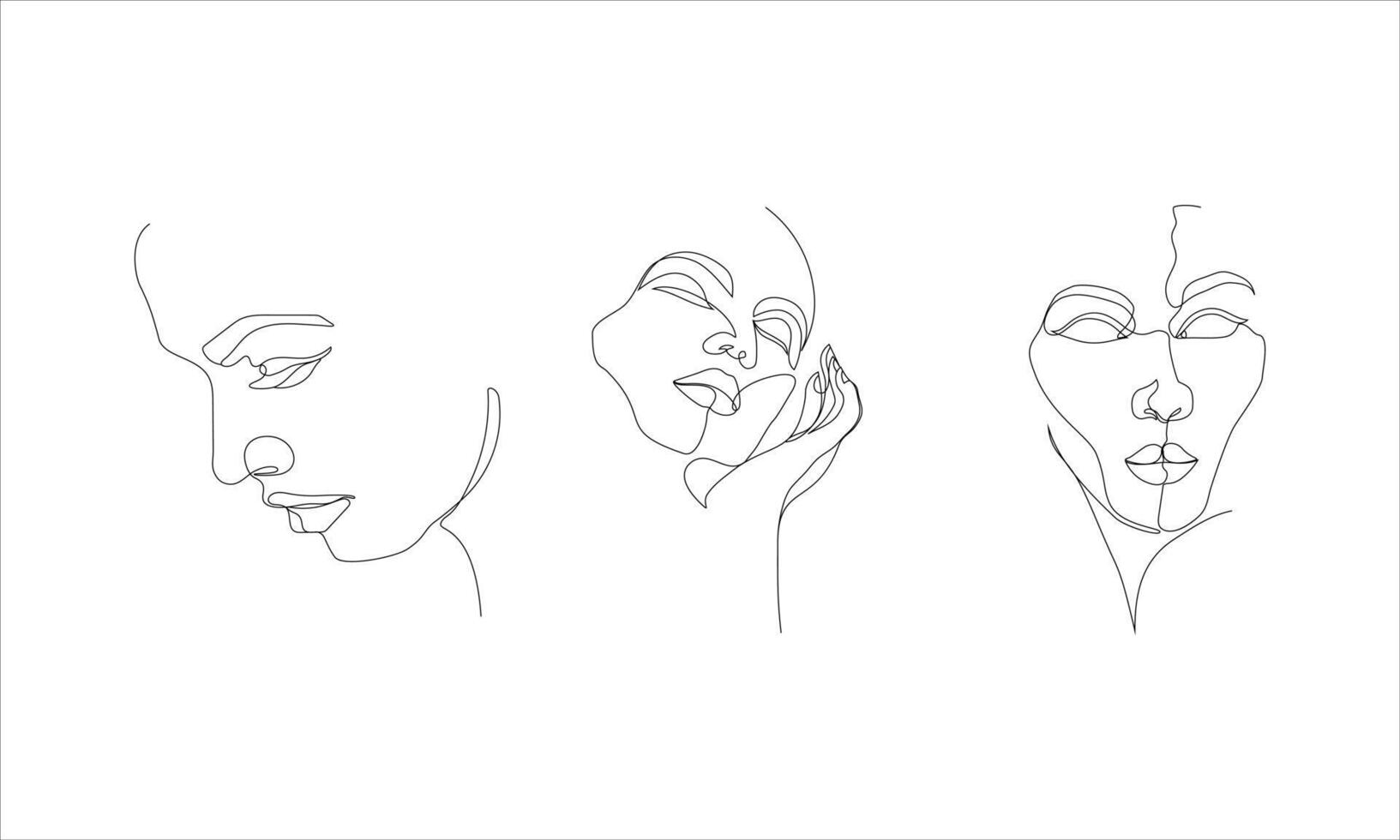 illustration of expressive and elegant woman's faces in one line art style. continuous drawing in vector best used for skincare and beauty product icon package, art prints, posters, etc.