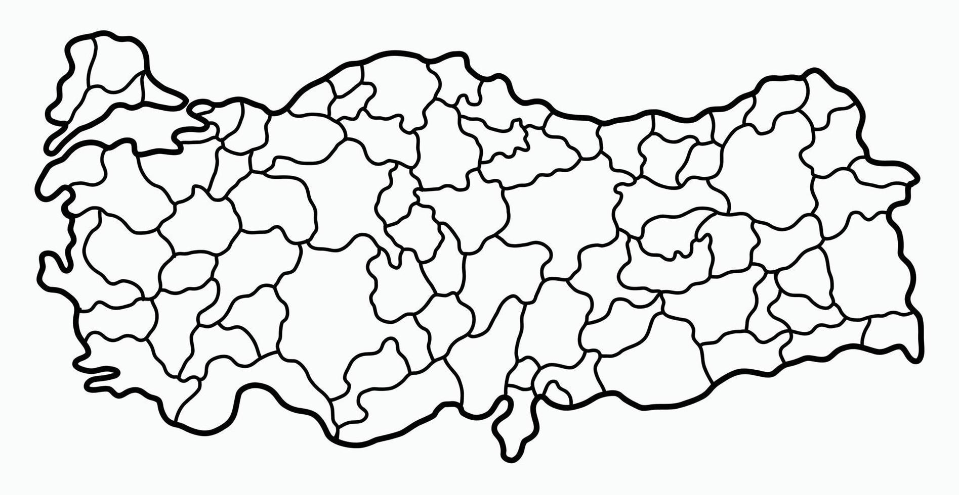 Doodle dibujo a mano alzada del mapa de Turquía. vector