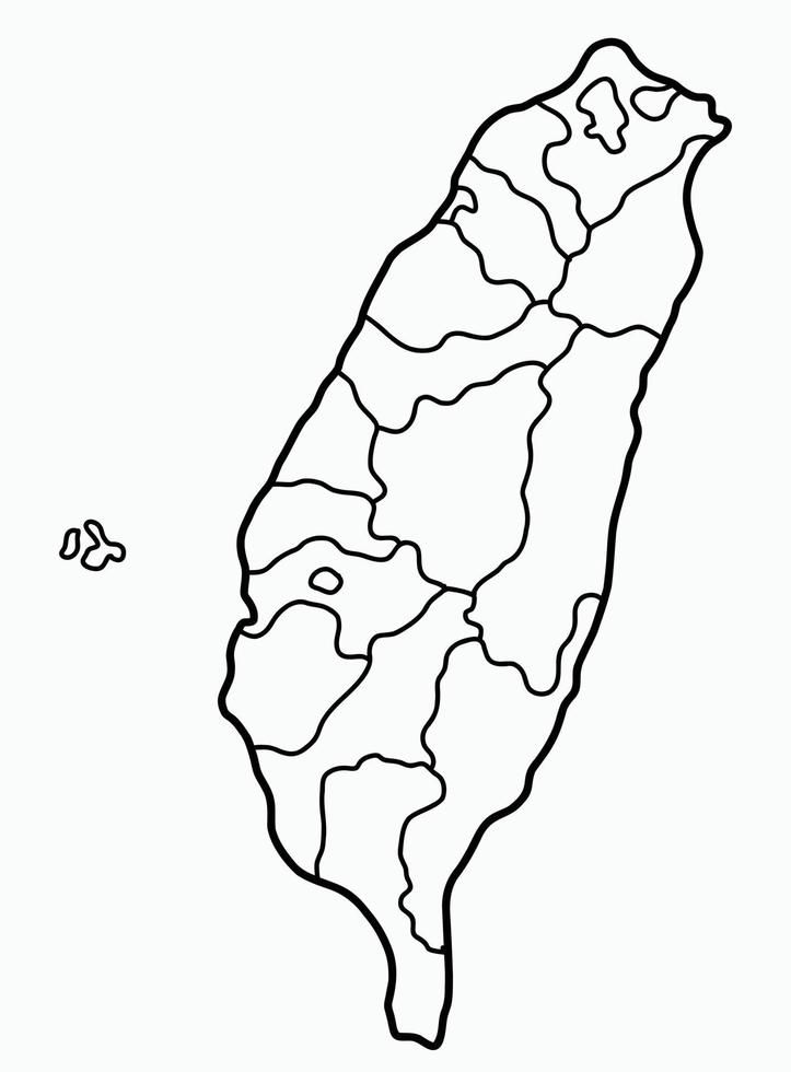 Doodle dibujo a mano alzada del mapa de taiwán. vector