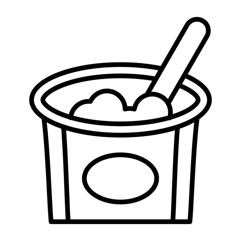 icono de línea de yogur vector