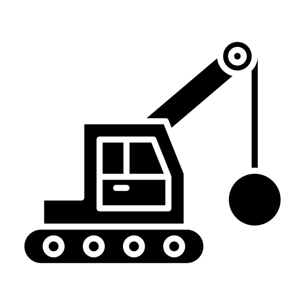 Demolition Crane Glyph Icon vector