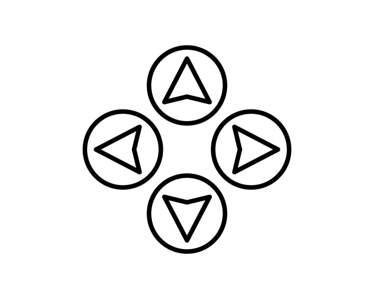 Arrow icon symbol of right, left, down, up, back and more sign for ui design in a flat color outline illustration vector