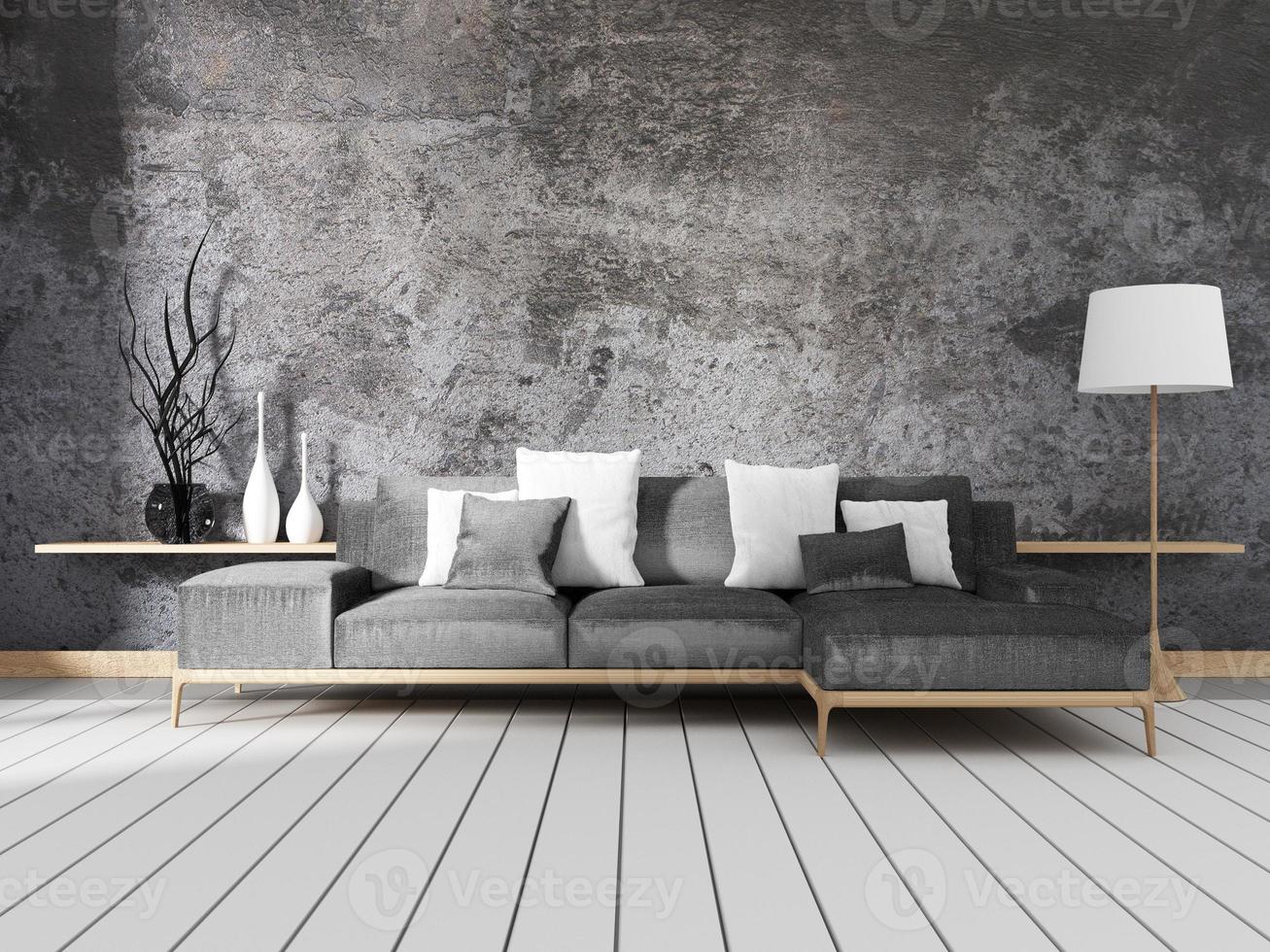 Loft Style Interior Design. 3D Rendering photo