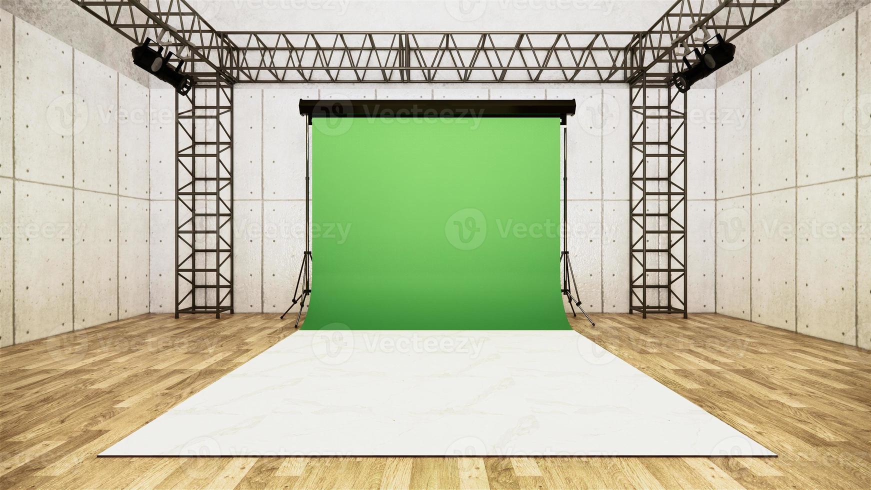 Studio - Modern Film Studio with white Screen. 3D rendering photo