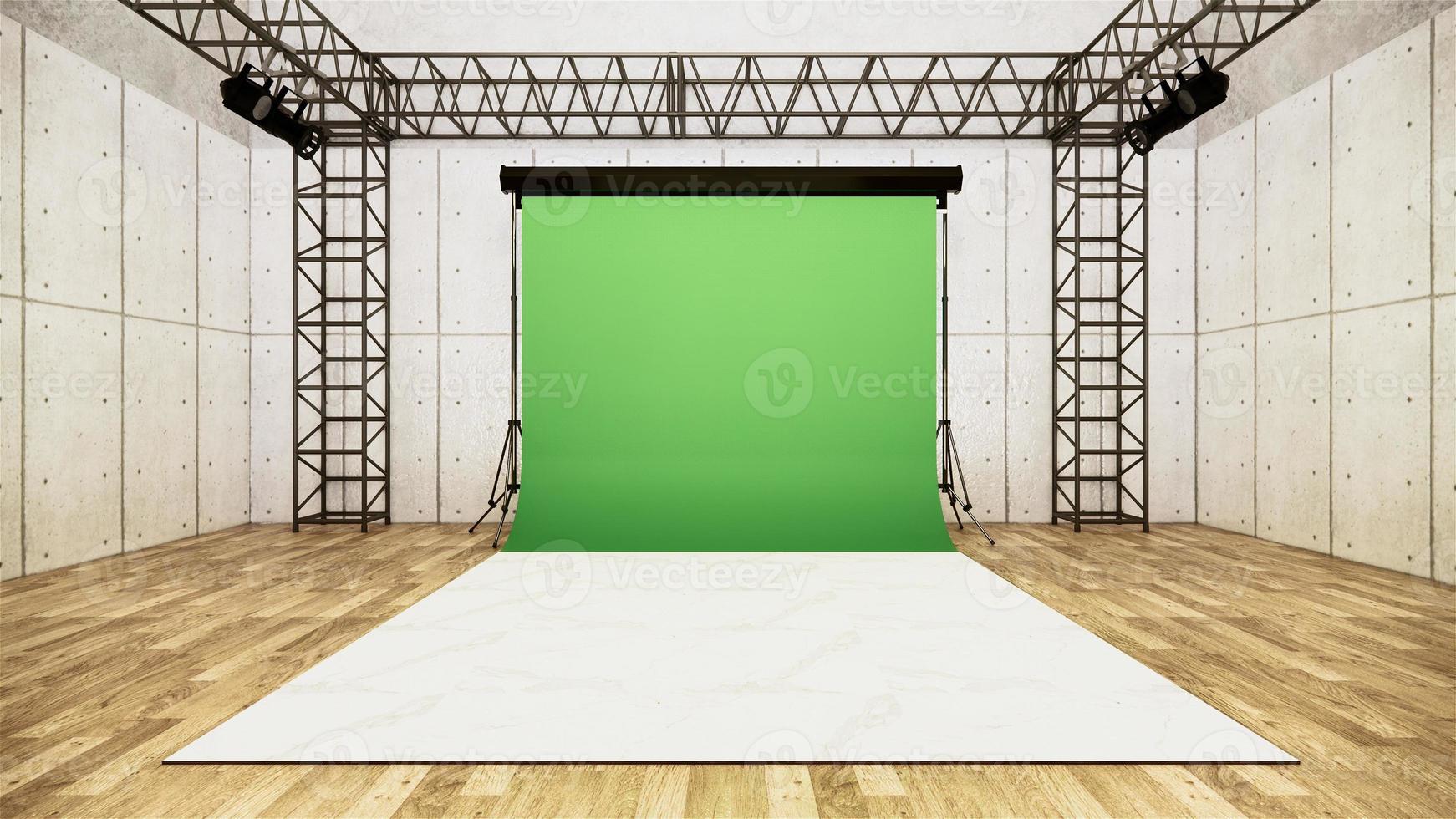 studio - estudio de cine moderno con pantalla blanca. Representación 3d foto